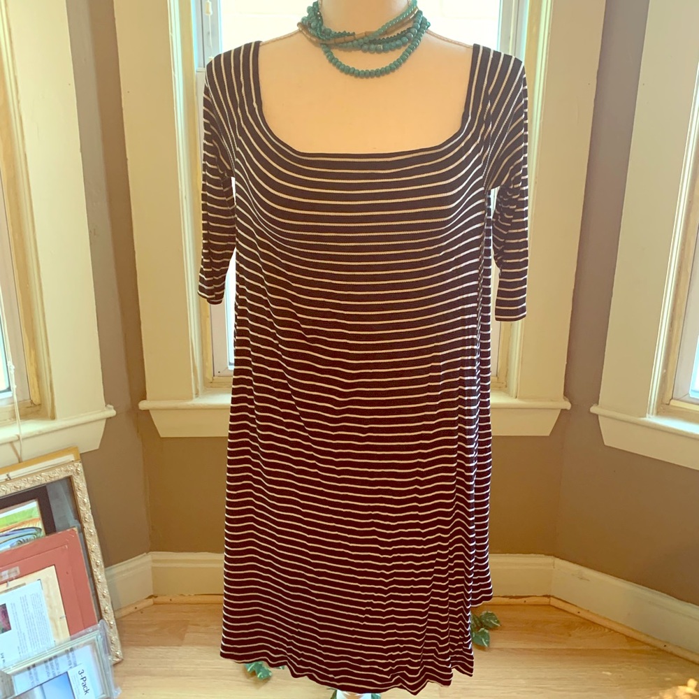 Old Navy Black and White Off the Shoulder Dress